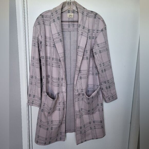 BLONDIE Apparel Pink Plaid Open-Front Cardigan - Picture 1 of 4